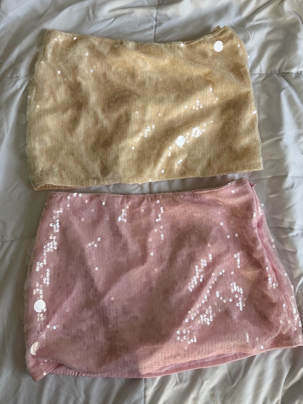 SHEIN Pink and Gold Sequined Mini Skirt Duo